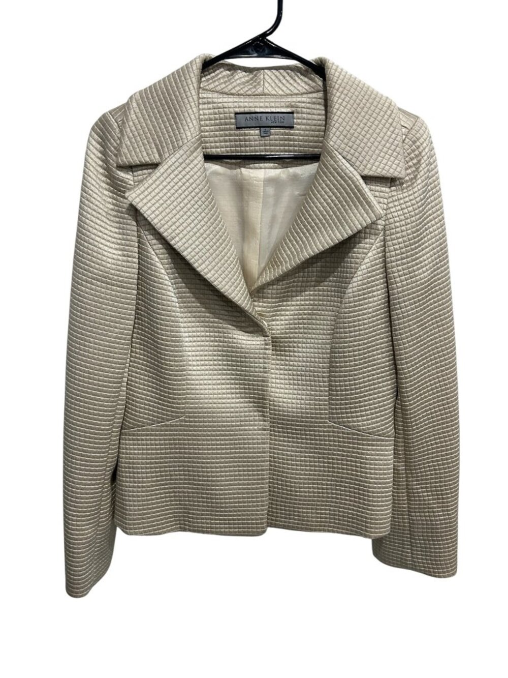 Anne Klein Textured Cream Blazer Jacket Professional Design Size 8 Preppy Money